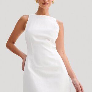 Meshki: Sofiane Scalloped Linen Mini Dress - Ivory